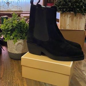 Brand New Suede Boots with western toe detail